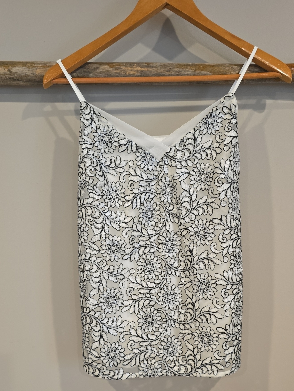 White House Black Market Black & White Label Detail Cami